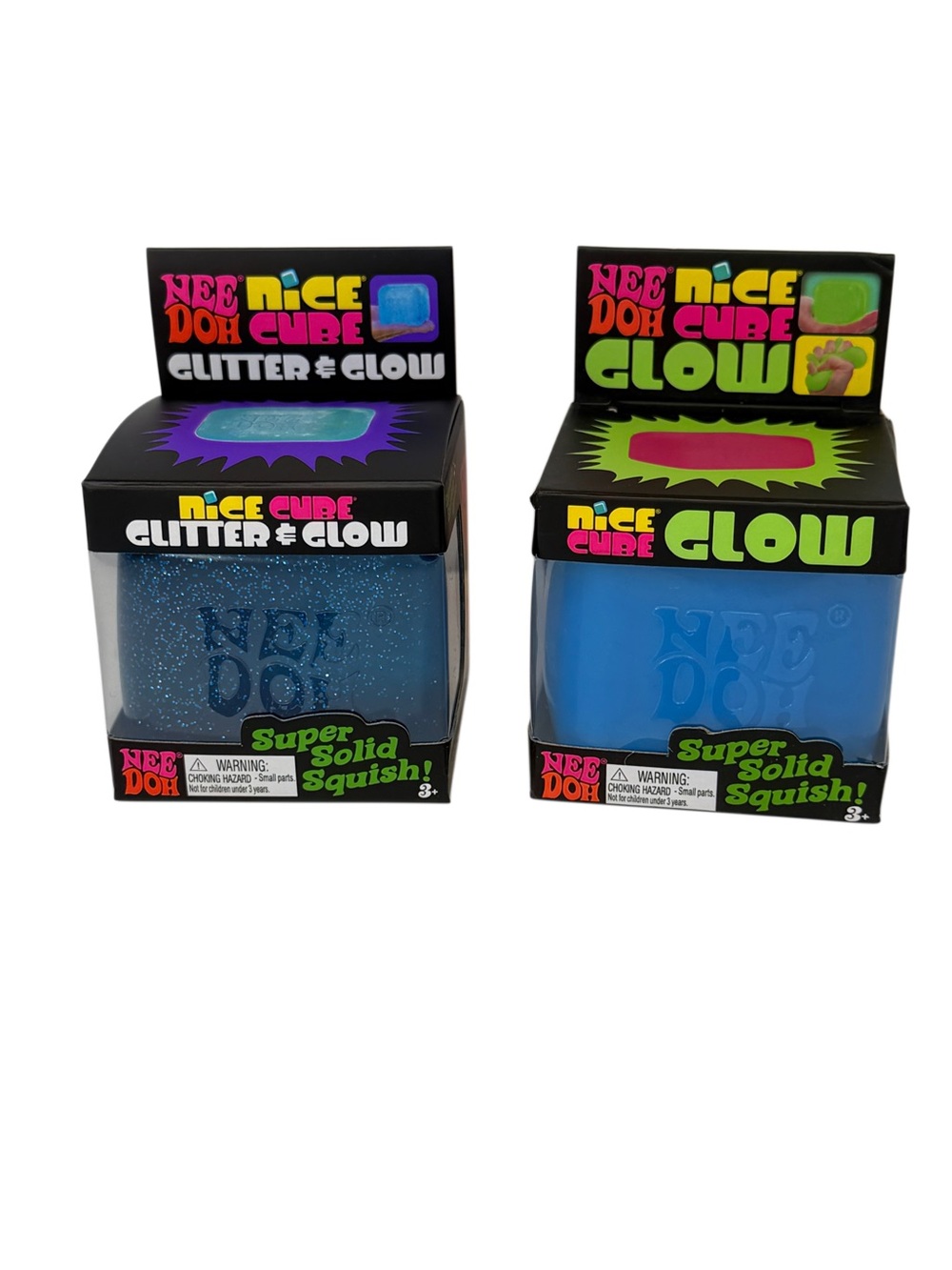 NeeDoh glitter and glow and NeeDoh glow cube blue set of 2 new